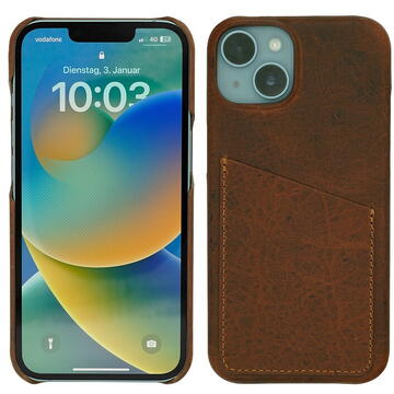 Husa Wachikopa Full Leather Case with Card Holder *Natural Genuine Leather* for iPhone 13 - Brown