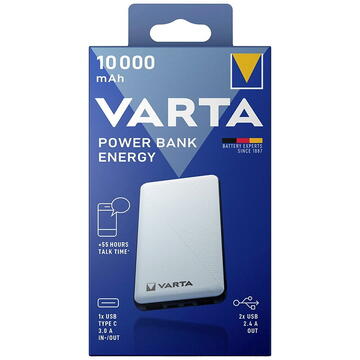 Baterie externa POWER BANK 2X USB 1X TYPE-C 10000MAH VARTA