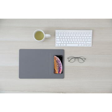 Mouse POUT Hands3 Pro Combo - Set, wireless mouse and mouse pad with fast wireless charging, grey