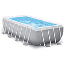Intex Frame Pool Set Prism Rectangular 400 x 200 x 122cm, swimming pool (light grey/blue, cartridge filter system)