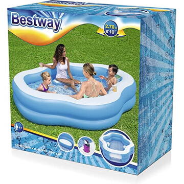 Bestway Family Pool Splashview , with side window, swimming pool (light blue/white, 270cm x 198cm x 51cm)