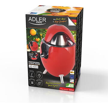 Storcator electric de citrice Adler AD 4013R, 800W, Sistem anti-picurare, Rosu