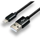 everActive cable USB Lightning 1m - Black, braided, quick charge, 2,4A - CBB-1IB