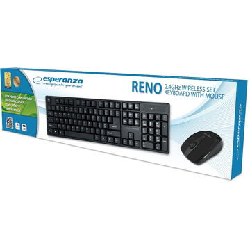 Set tastatura si mouse wireless ESPERANZA EK135 2.4GHz, Negru