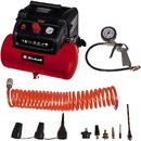 Einhell Compressor TC-AC 190/6/8 OF Set (red/black, 1,200 watts, tire inflator, compressed air hose)