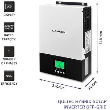 Invertoare solare QOLTEC 53876 hibrid Off-Grid 2.4KW 80A MPPT Sinus