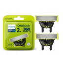 Rezerva OneBlade 360 QP420/50, otel inoxidabil, umed si uscat, kit 2 lame,compatibil orice model Philips OneBlade si OneBladePro, Verde