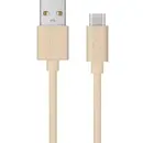 XQISIT Cotton Cable USB C 3.0 to USB A 180cm gold colored, 34142