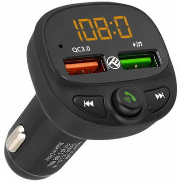 Modulator FM Tellur FMT-B7, USB, microSD, QC 3.0, Negru