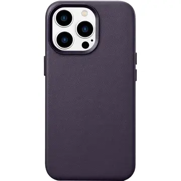 Husa iCarer Husa Capac Spate Din Piele, Compatibila Cu MagSafe Dark Purple Mov APPLE iPhone 14 Pro