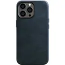 Husa iCarer Husa Capac Spate Piele Oil Wax, Compatibila cu MagSafe Albastru APPLE Iphone 14 Pro Max