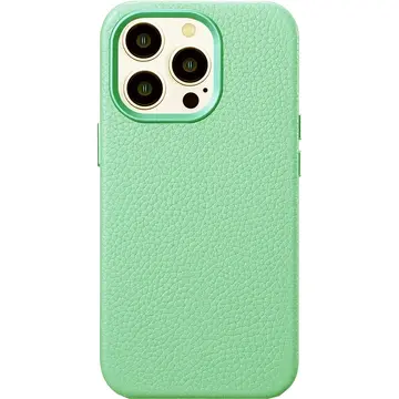 Husa iCarer Husa Capac Spate Litchi Din Piele, Compatibila Cu MagSafe Verde APPLE iPhone 14 Pro
