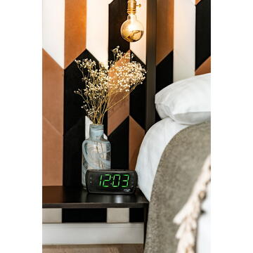Ceasuri decorative Adler Radio ceas cu alarma, display LED generos 16 cm, iluminare verde relaxant