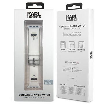 Karl Lagerfeld Curea Karl &amp; Choupette Apple Watch 38mm / 40mm Alb