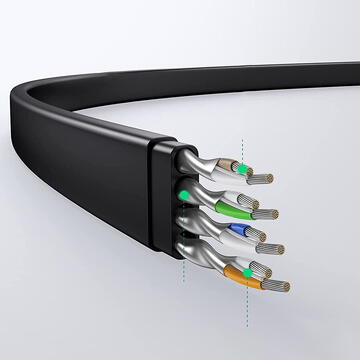 UGREEN Ethernet RJ45 Flat Network Cable, Cat.6, UTP, 2m (Black)