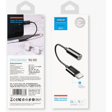 Adaptor Joyroom 3,5 mm mini jack to USB Type C headphone adapter black (SH-C1)
