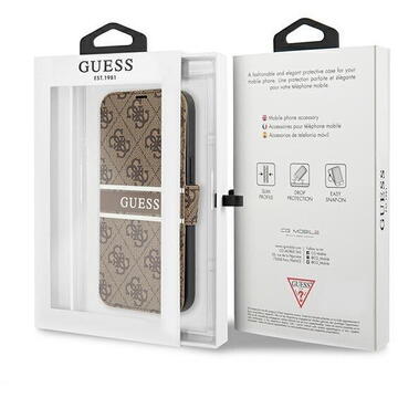 Husa Husa de protectie tip carte Guess 4G Printed Stripe pentru Iphone 13 Pro, Maro