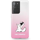 Husa Husa Karl Lagerfeld, Choupette Eatspentru Samsung Galaxy S21 Ultra, Gradient Pink, KLHCS21LCFNRCPI