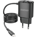 Incarcator de retea Dudao Quick Charge 3.0, Cablu Lightning Integrat, 2 X USB, 12W, Negru - A2Pro