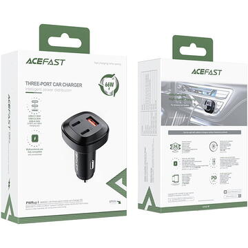 Car Charger Acefast B3, 66W, 2x USB-C + USB (black)