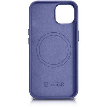 Husa iCarer Husa Capac Spate Piele, Compatibila cu MagSafe Light Purple Mov APPLE iPhone 14
