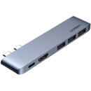 UGREEN CM251 conectare Macbook Pro / Macbook Air 2 x USB Type-c USB 3.0 x 3 gri