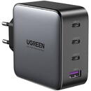 Incarcator de retea Încărcător de perete UGREEN CD226, 3x USB-C, 1x USB-A, GaN, PD3.0, QC4+, 100W, cablu de 1,5 m (gri)