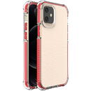 Husa Hurtel Spring Armor clear TPU gel rugged protective cover with colorful frame for iPhone 12 mini red