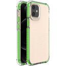 Husa Hurtel Spring Armor clear TPU gel rugged protective cover with colorful frame for iPhone 12 mini green