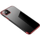 Husa Hurtel Clear Color Case Gel TPU Electroplating frame Cover for Samsung Galaxy S21 Ultra 5G red