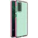 Husa Hurtel Spring Case clear TPU gel protective cover with colorful frame for Samsung Galaxy A72 4G light pink