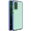 Husa Hurtel Spring Case clear TPU gel protective cover with colorful frame for Samsung Galaxy A72 4G dark blue