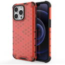Husa Hurtel Honeycomb Case armor cover with TPU Bumper for iPhone 13 Pro red