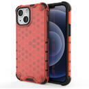 Husa Hurtel Honeycomb Case armor cover with TPU Bumper for iPhone 13 mini red