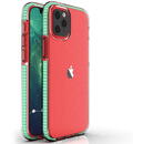 Husa Hurtel Spring Case clear TPU gel protective cover with colorful frame for iPhone 13 mini mint