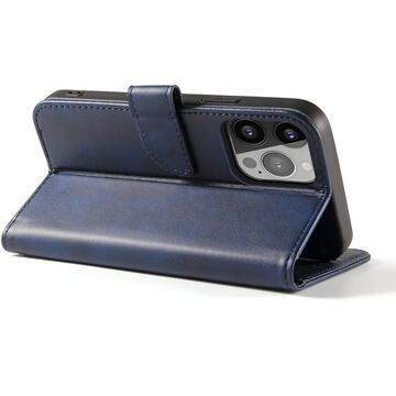 Husa Hurtel Magnet Case elegant bookcase type case with kickstand for iPhone 13 Pro blue