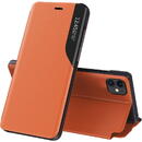 Husa Hurtel Eco Leather View Case elegant bookcase type case with kickstand for iPhone 13 orange