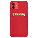 Husa Hurtel Card Case Silicone Wallet Wallet with Card Slot Documents for iPhone 12 Pro Max red