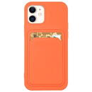 Husa Hurtel Card Case Silicone Wallet with Card Slot Documents for iPhone 13 mini orange