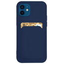 Husa Hurtel Card Case Silicone Wallet Case with Card Slot Documents for Samsung Galaxy A42 5G Navy Blue