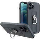 Husa Hurtel Ring Case silicone case with finger grip and stand for iPhone XS Max dark blue