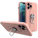 Husa Hurtel Ring Case silicone case with finger grip and stand for iPhone XS Max pink