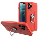 Husa Hurtel Ring Case silicone case with finger grip and stand for iPhone 12 Pro red