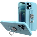 Husa Hurtel Ring Case silicone case with finger grip and stand for iPhone 12 Pro Max light blue