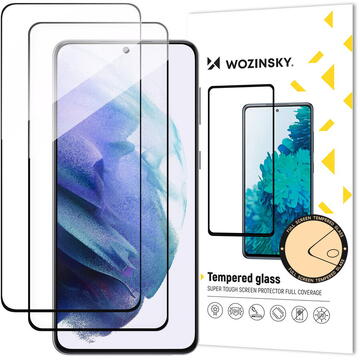 Wozinsky 2x Full Glue Tempered Glass Samsung Galaxy S23 9H Full Screen Tempered Glass with Black Frame