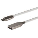 MACLEAN Cablu USB  , AM, Micro plat fără încurcături, Alb, 1 m, MCTV-833W
