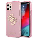 Husa Guess GUHCP12LPCUGL4GPI iPhone 12 Pro Max 6.7&quot; pink/pink hard case Glitter 4G Big Logo