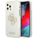 Husa Guess GUHCP12LPCUGL4GTR iPhone 12 Pro Max 6.7&quot; transparent hard case Glitter 4G Big Logo