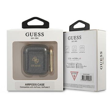 Husa Guess GUA2UCG4GK AirPods cover black/black Glitter Collection