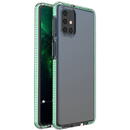 Husa Hurtel Spring Case clear TPU gel protective cover with colorful frame for Samsung Galaxy M31s mint
